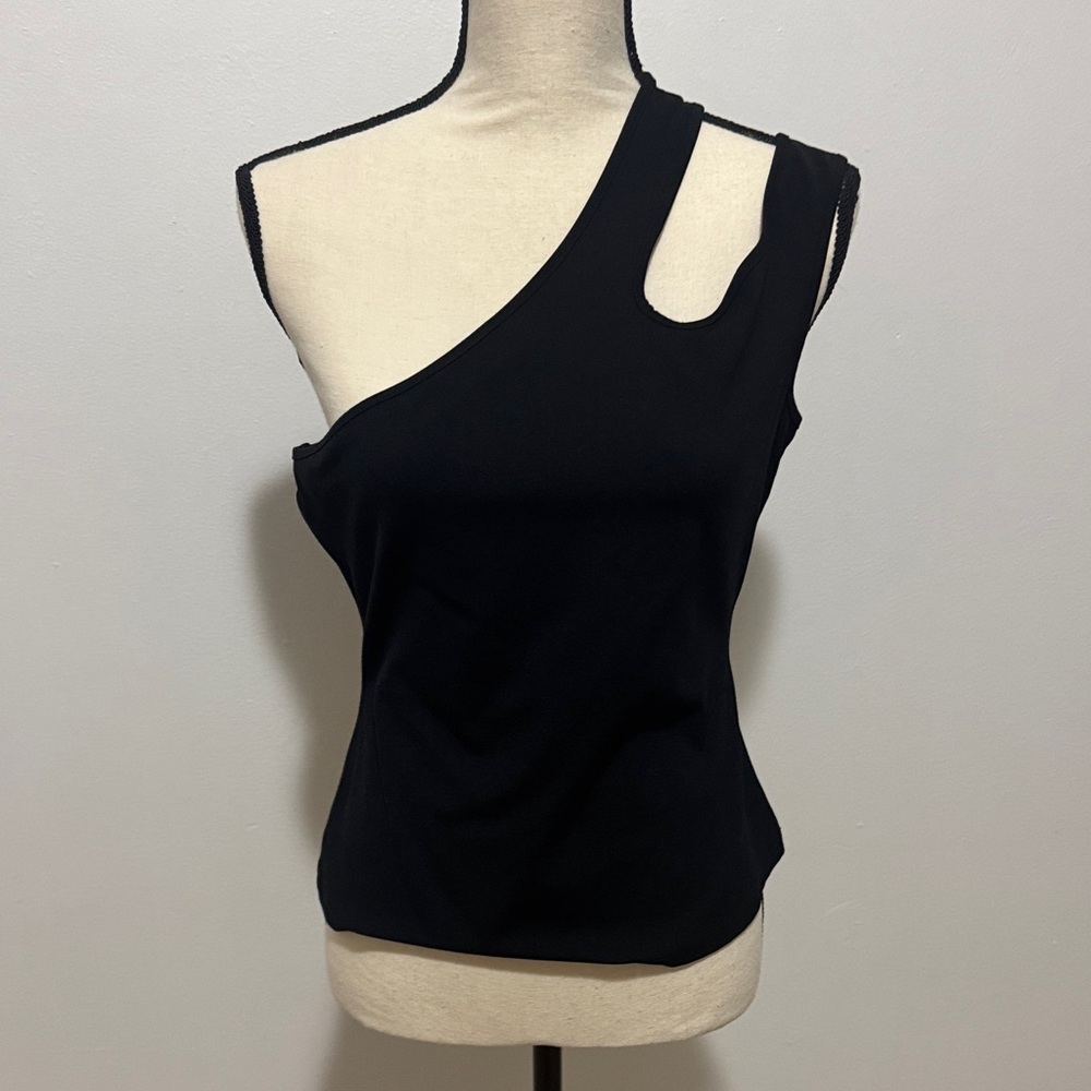 BCBGMaxAzria Black One-Shoulder Top